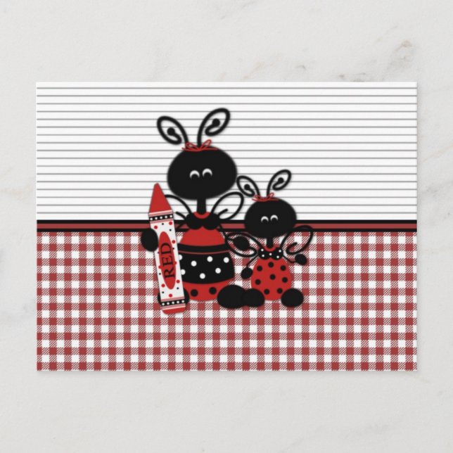 Cartão Postal Damybugs com Crayon Gingham (Frente)