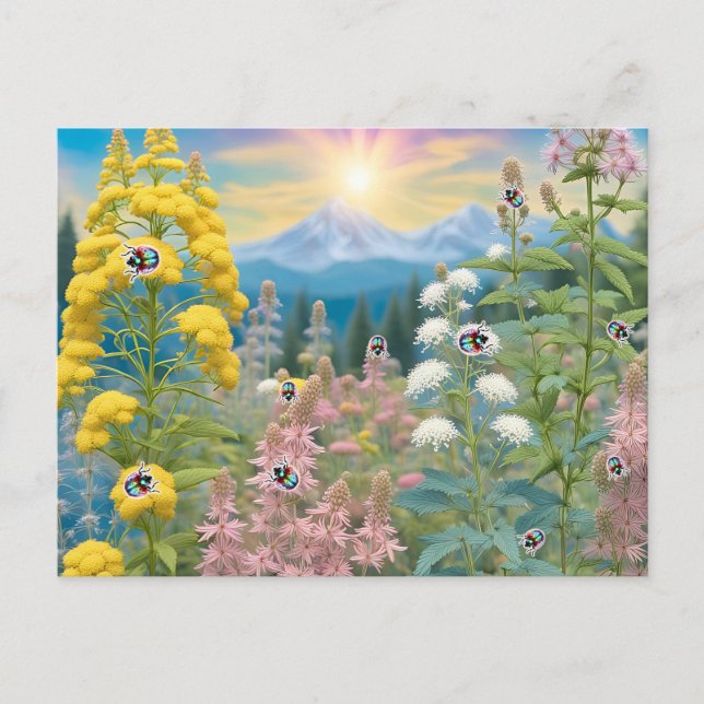 Cartão Postal Damybugs Visitando O Jardim (Frente)