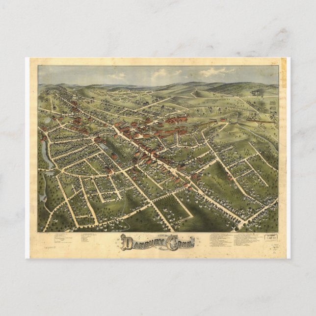 Cartão Postal Danbury Connecticut em 1875 (Frente)