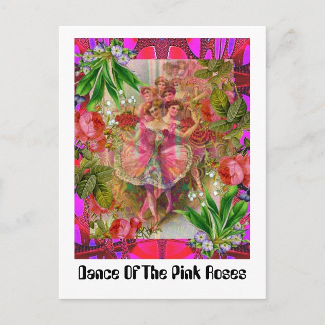 Cartão Postal Dança Das Rosas Rosa (Frente)