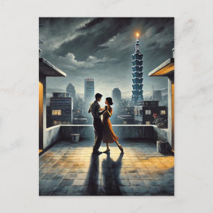 Cartão Postal Dança de casal com Taipei 101