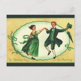 Cartão Postal Dança de Casal Vintage no Dia de São Patrício