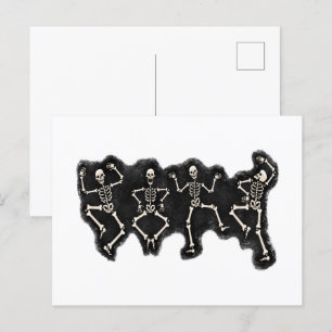 Cartão Postal Dança do Dia de as Bruxas engraçado com o esquelet
