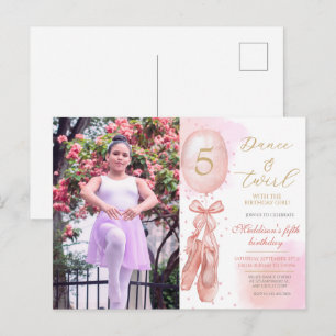 Cartão Postal Dança e Gira Rosa Aniversário de menina personaliz