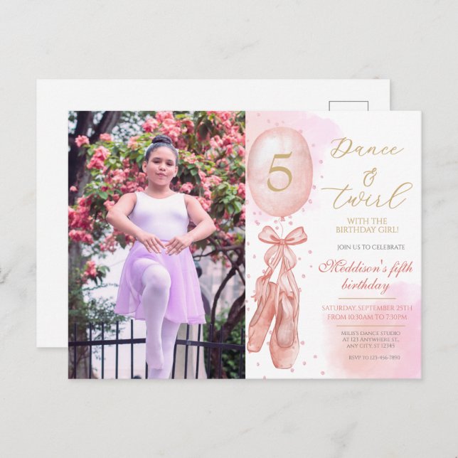 Cartão Postal Dança e Rodopio Menina rosa Foto Personalizada de  (Frente/Verso)