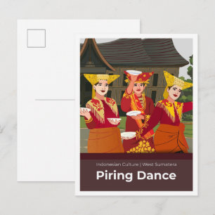 Cartão Postal Dança Piring Sumatra Ocidental Indonésia Viagem