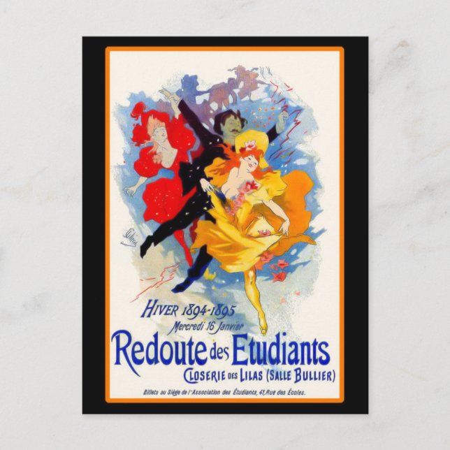 Cartão Postal Dançando Arte Nouveau Mulheres (Frente)