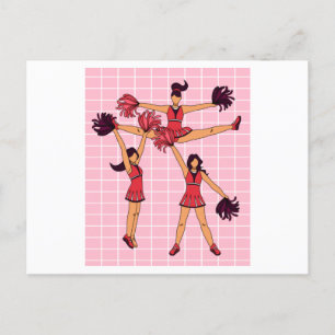 Cartão Postal Dançando Cheerleaderes Com Pom Poms