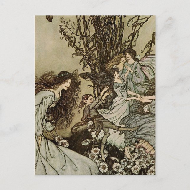 Cartão Postal “Dançando Com as Fadas” por Arthur Rackham (Frente)