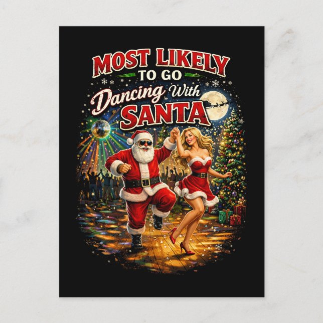 Cartão Postal Dançando com o Papai Noel (Frente)
