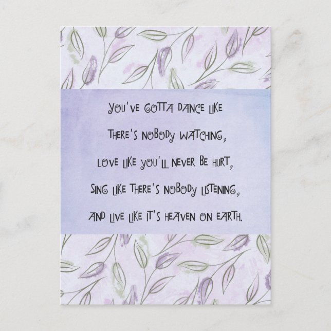 Cartão Postal Dançar como ninguém está assistindo (Frente)