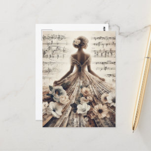 Cartão Postal Dançar para a Colagem de Música