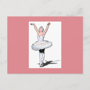 Cartão Postal Dançarina Ballerina, Balé rosa e branca