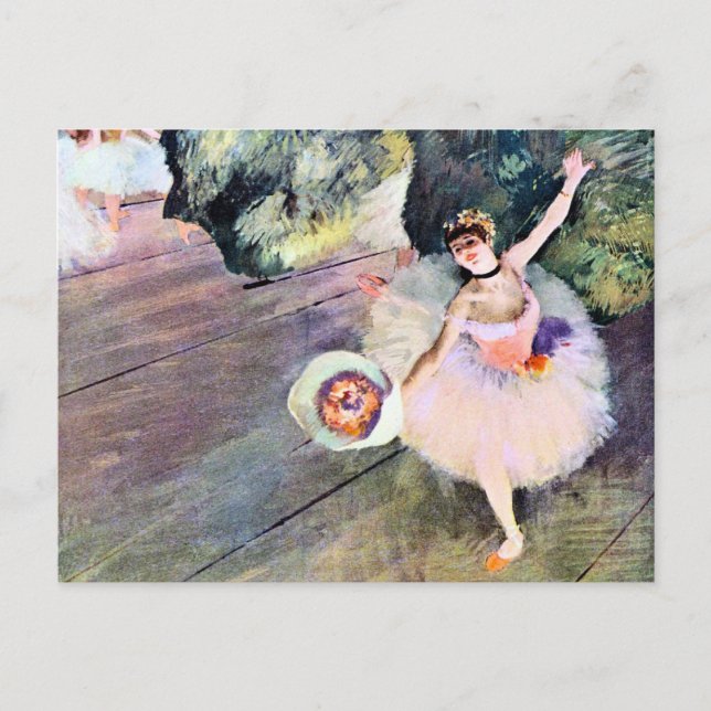 Cartão Postal Dançarina com Buquê de Flores por Edgar Degas (Frente)