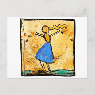 Cartão Postal Dançarina com saia azul pintura de Egon Schiele