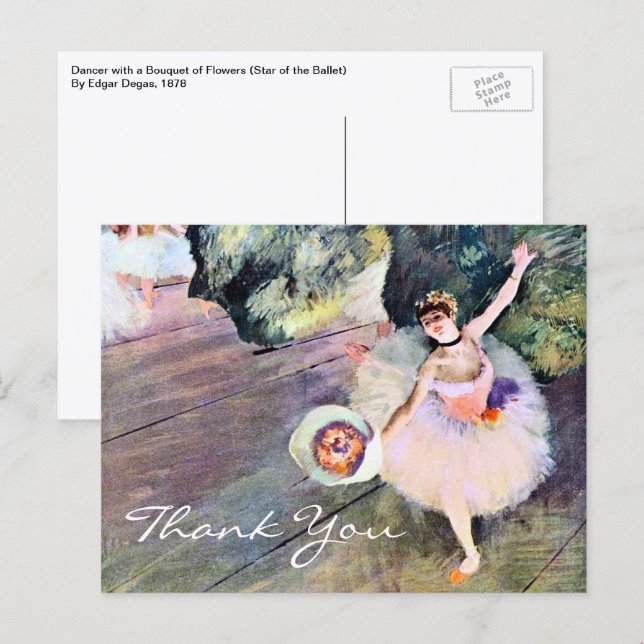 Cartão Postal Dançarina com um Buquê de Flores por Edgar Degas (Frente/Verso)