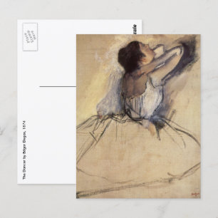 Cartão Postal Dançarina de Edgar Degas, Vintage Ballerina Art