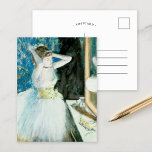 Cartão Postal Dançarina em seu camarim | Edgar Degas<br><div class="desc">Dançarina em seu vestiário (1874-1884) pelo artista impressionista francês Edgar Degas. Degas é famoso por seus desenhos pastel e pinturas a óleo. Ele foi mestre em representar o movimento, como se pode ver em suas muitas obras de dançarinos balés. Use as ferramentas de design para adicionar texto personalizado ou personalizar...</div>