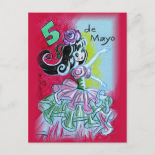 Cartão Postal Dançarino de Flamenco Mexicano do Cinco De Mayo
