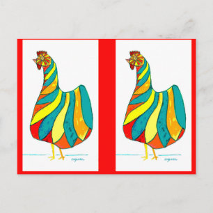 Cartão Postal Dançarino Folk Hen x2