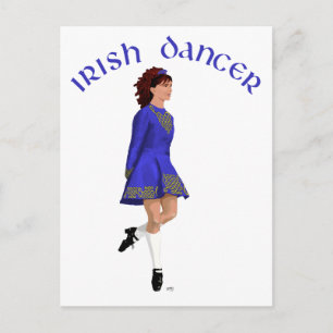 Cartão Postal Dançarino Irlandês - Azul