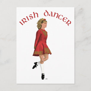 Cartão Postal Dançarino Irlandês em Vermelho