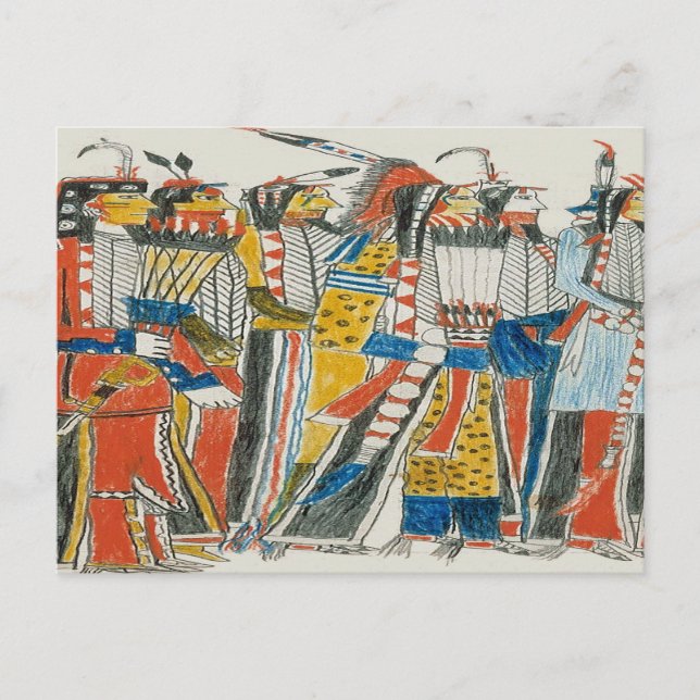 Cartão Postal Dançarinos Nativos Pow Wow (Frente)