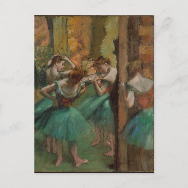 Cartão Postal Dançarinos rosa e verde de Edgar Degas (Frente)