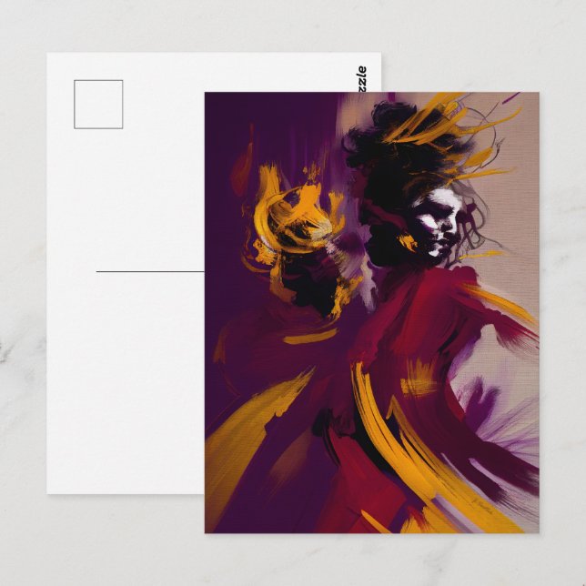 Cartão Postal Dance Of The Mind – Expressive Abstract Figure (Frente/Verso)