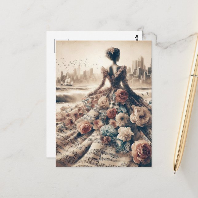 Cartão Postal Dance Woman Music Collage (Frente/Verso In Situ)