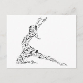Cartão Postal Dance Word Cloud Black & White