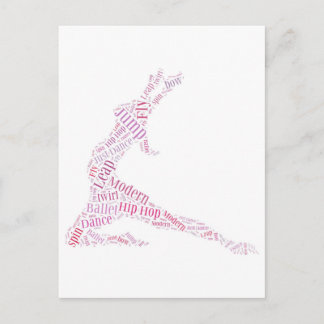 Cartão Postal Dance Word Cloud Pink
