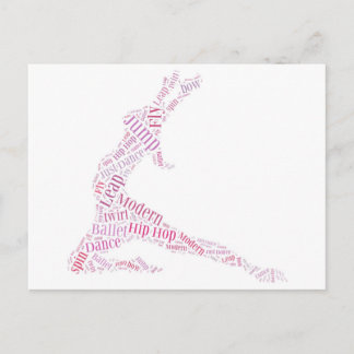 Cartão Postal Dance Word Cloud Pink