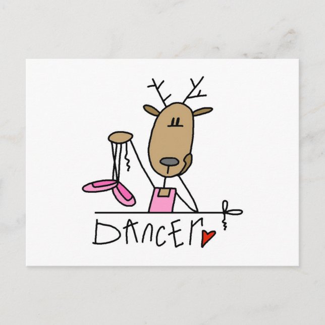 Cartão Postal Dancer Reindeer T-shirts e presentes (Frente)
