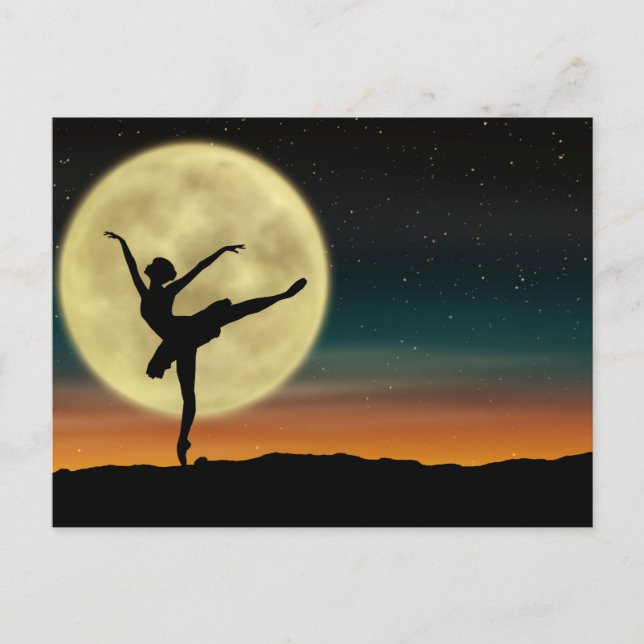 Cartão Postal Dancer Silhouette Balé à Luz (Frente)