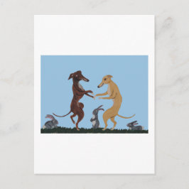 Cartão Postal Dancing Greyhounds & Bunny Friends Invitation