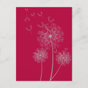 Cartão Postal Dandelion cor arte floral moderna
