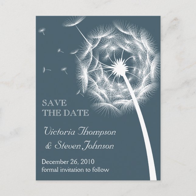 Cartão postal Dandelion Save the Date (Frente)