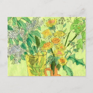 Cartão Postal Dandelions Bird Cherry Summer Flowers Arte Floral
