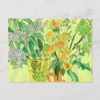 Cartão Postal Dandelions Bird Cherry Summer Flowers Arte Floral