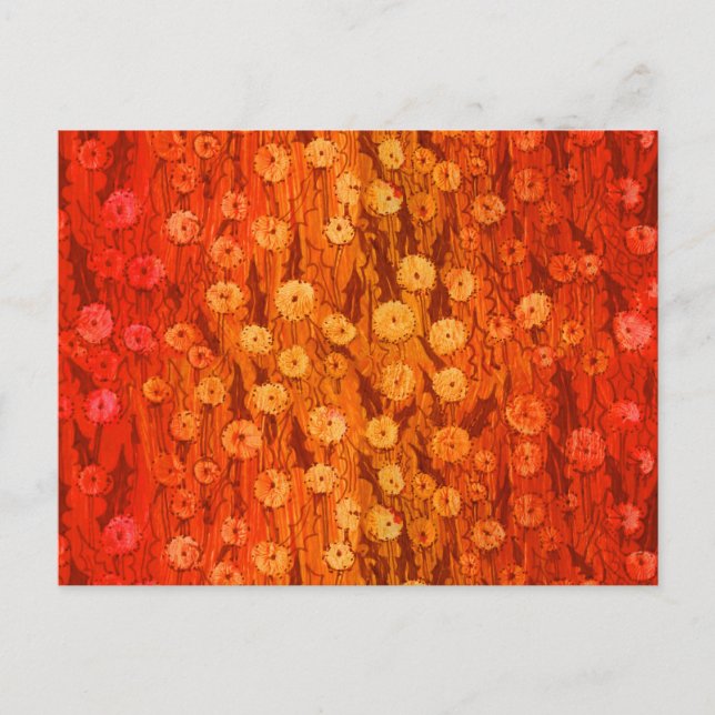 Cartão Postal Dandelions Field Summer Flowers Red Orange Ombre (Frente)