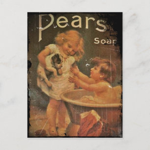 Cartão Postal Dando um Banho de Pears Soap