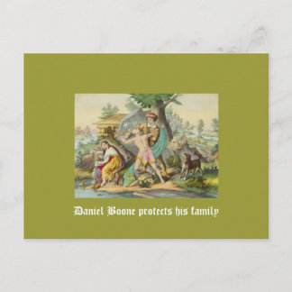 Cartão Postal Daniel Boone protege sua família