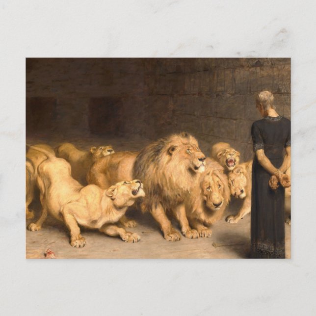 Cartão Postal Daniel In The Lions Den 1872 Por Briton Riviere (Frente)