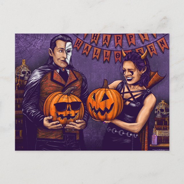 Cartão postal Dante e Aria Halloween (Frente)