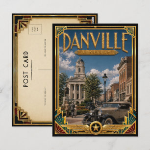 Cartão Postal Danville Kentucky Arte Deco Vintage Idade Dourada