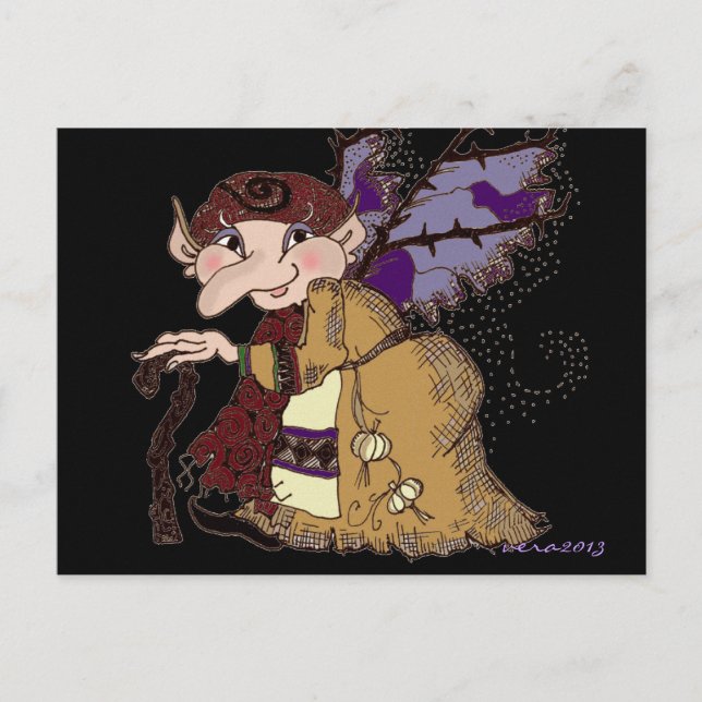 Cartão Postal Dark Faerie Baba Arte Folclórica Ucraniana (Frente)