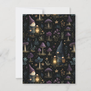 Cartão Postal Dark Fantasy Gnomo e Mushroom Pattern