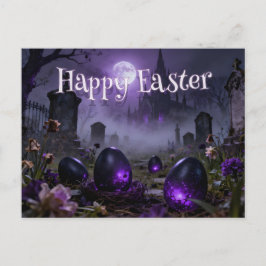 Cartão Postal Dark Gothic Easter Scene with Glowing Eggs