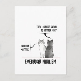 Cartão Postal Dark Humor Cat Everyday Nihilism Quote Introvert